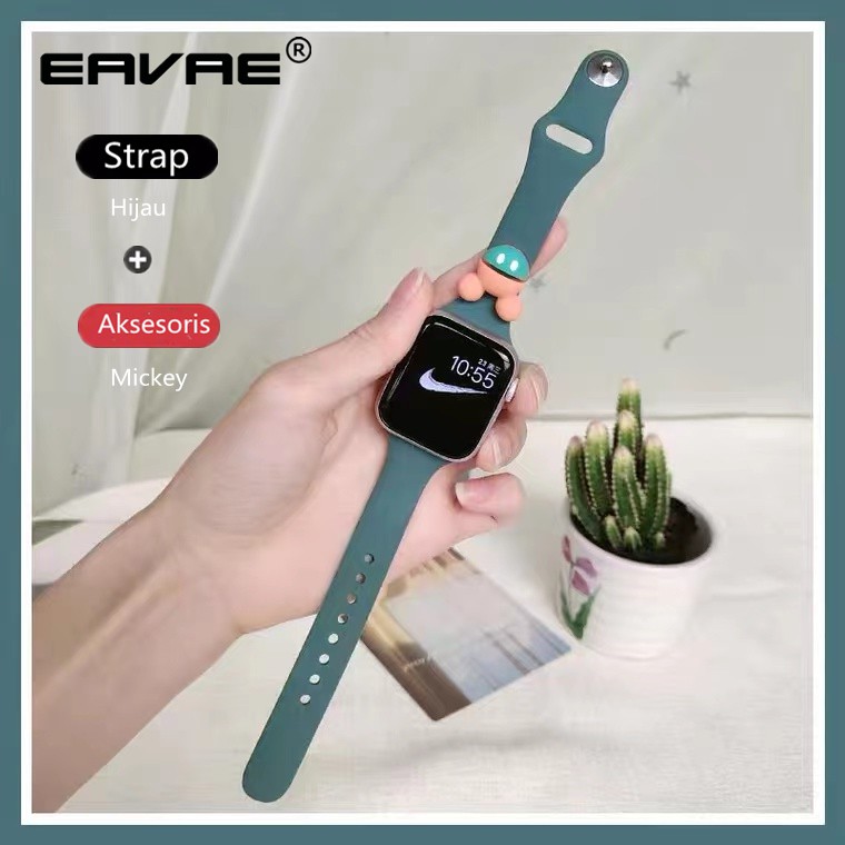 Strap Apple Watch silicone iwatch strap silicone green+mickey strap smartwatch strap untuk iwatch