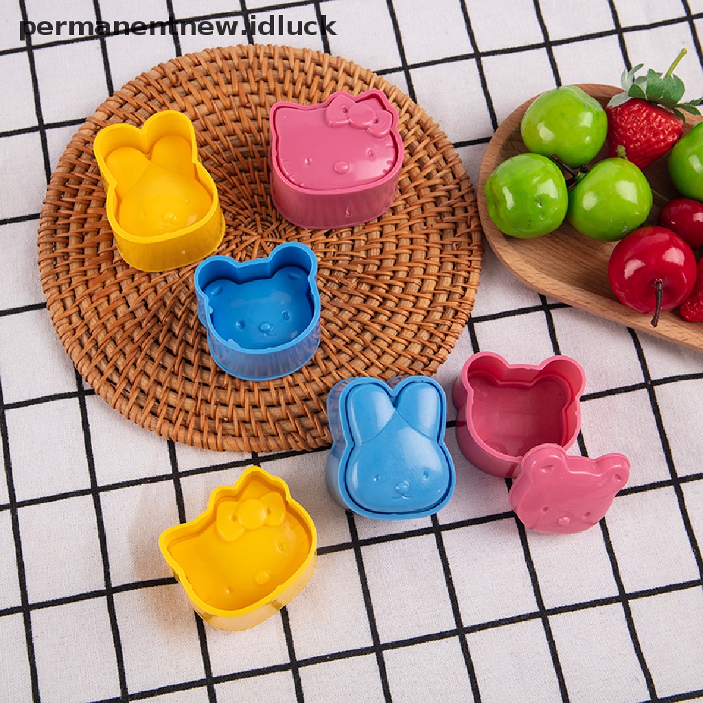 3 Pcs Cetakan Nasi Bento Bentuk Kartun Kelinci Kitty Beruang 3D Untuk Dapur