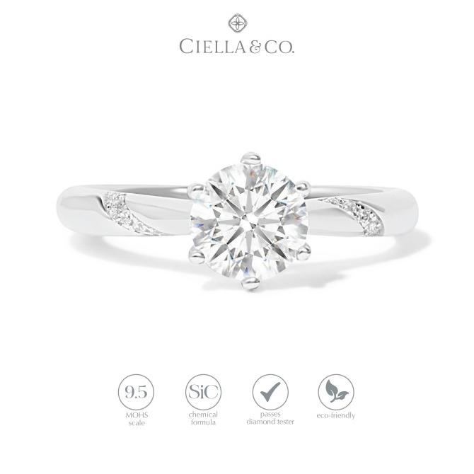 Cincin Tunangan Moissanite - Ciella&co. Lyra Solitaire Ring