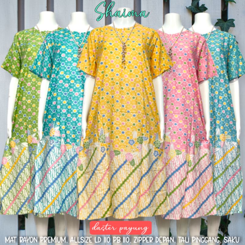 Daster murah berkualitas rayon halus  kekinian Home dress payung adem soft Shaima bunga parang canting saku tali batik soft murmer cantik keren fesyen  2022 hq homedress baju tidur busui mama cewek remaja premium cantik alesha