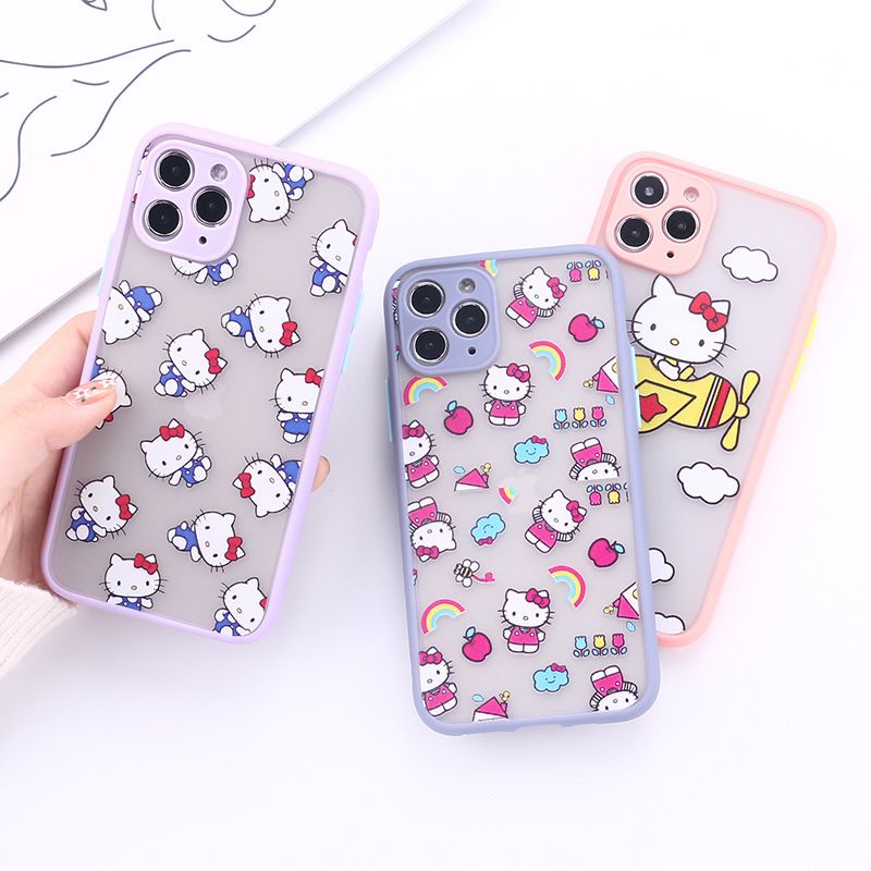 Skin Feel Case Camera Protection Case Brand Hello Kitty Ungu Lilac HK FM15 FM17 Xiaomi Redmi 5A 6A 8 9 Prime 9A 9i 9C 10 Note 4 X 5A 7 Pro 8 9 10s 5G Poco X3 M3 Vivo V20 V21 V23e Y11 Y12 Y15 Y17 Y20i Y12s Y30 Y30i Y50 Y91 Y93 Y95 Infinix Smart 5 Hot 10s