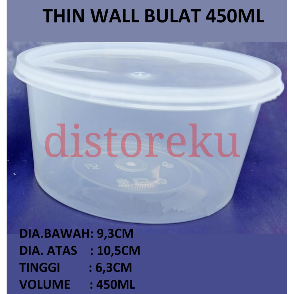 25pcs thinwall mangkok plastik bulat tahan panas 450ml tebal fim microwave