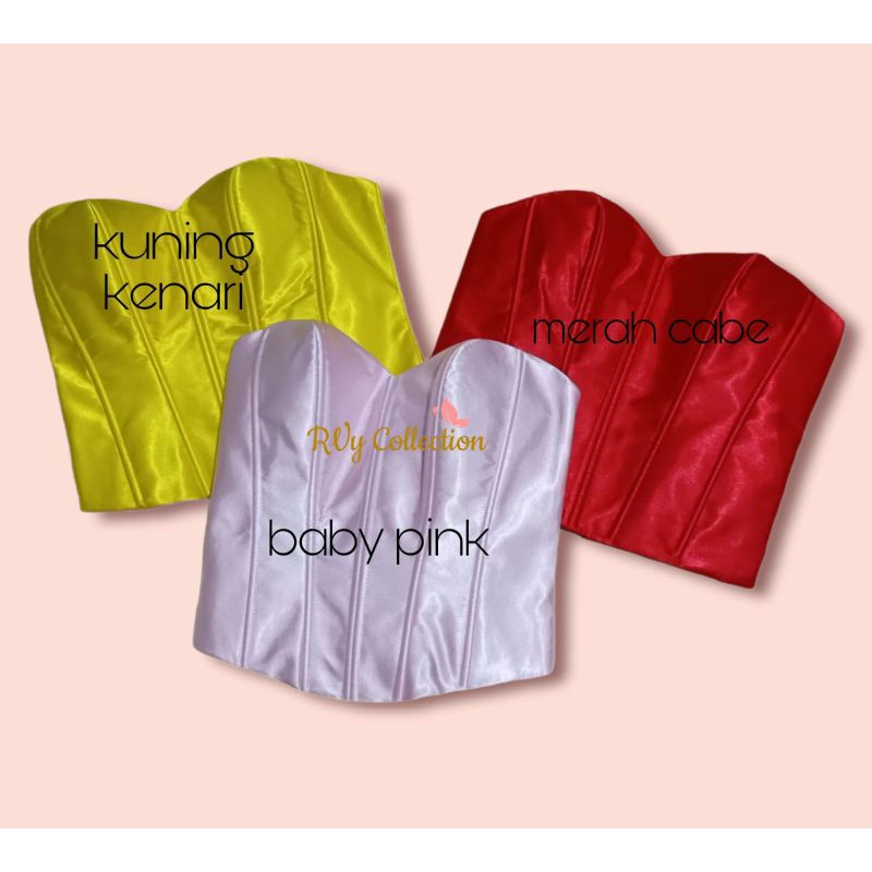 Kamisol Kebaya Satin / Longtorso Satin Bertulang / Bustier Kebaya Satin
