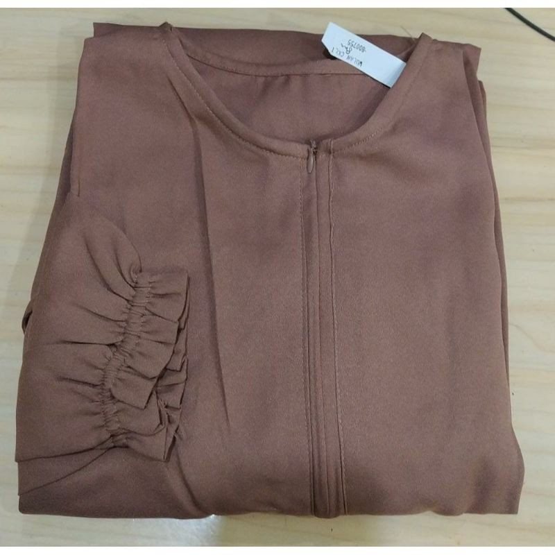 Baju Gamis Dress Wanita Muslim Kondangan Busui Polos WULAN JUMBO Busui Warna Coklat Cokelat Kopi Mil