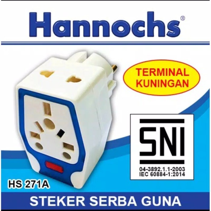 HANNOCHS Steker Serbaguna HS 271A / Colokan Cabang Tiga Universal