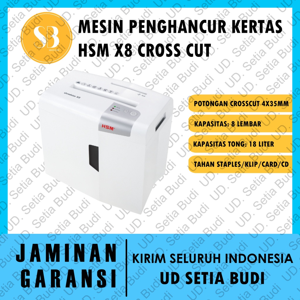 Mesin Penghancur Kertas HSM X8 Cross Cut 4 x 35 mm