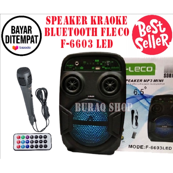 PROMO - Speaker Bluetooth Karaoke Fleco F-6603LED 6,5 INCH Bonus Mik Super Basss //SPEAKER BLUETOOTH
