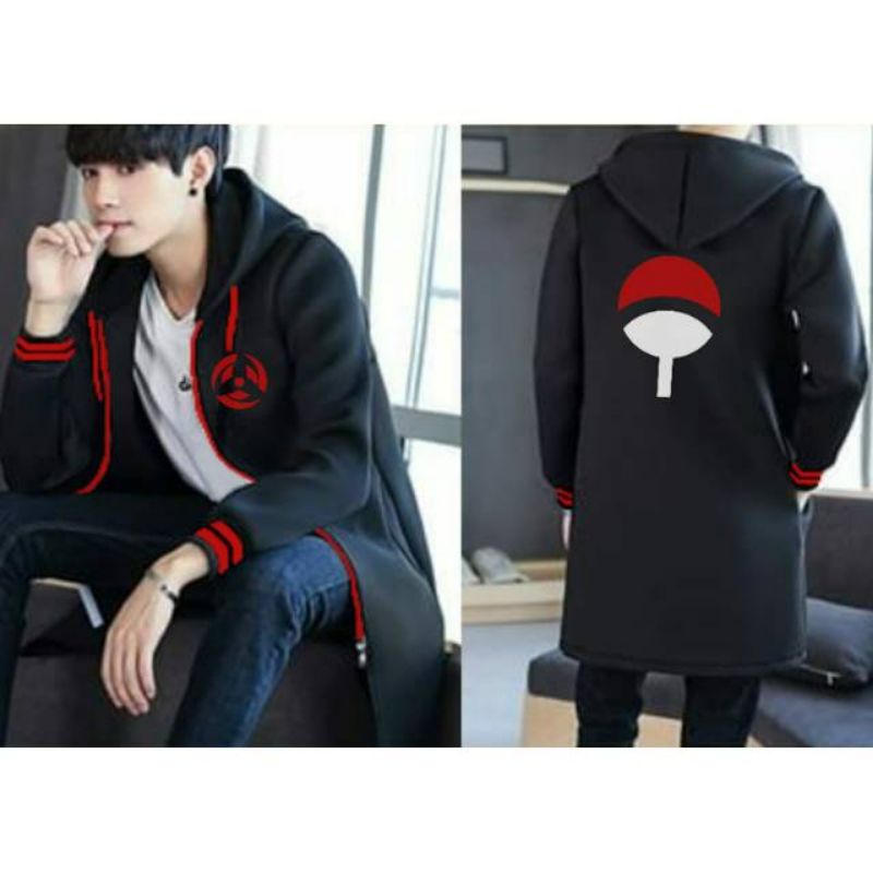 JUBAH SWEATER HOODIE PRIA WANITA ANIME NARUTO SHARINGAN UCHIHA STYLE COOSPLAY KEREN TERLARIS-JUBAH A