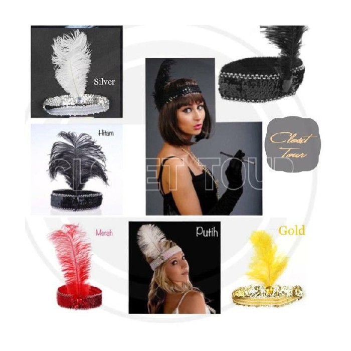 headpiece pesta flapper headband 1920 gatsby great Unik - aksesoris Limited rambut Putih