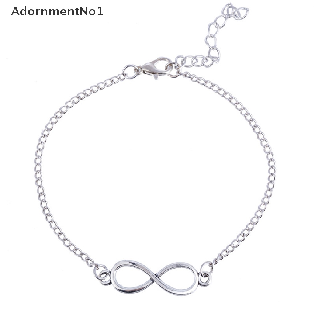 (AdornmentNo1) Gelang Tangan Rantai Lapis Silver Motif Angka 8 Untuk Perhiasan Pria / Wanita