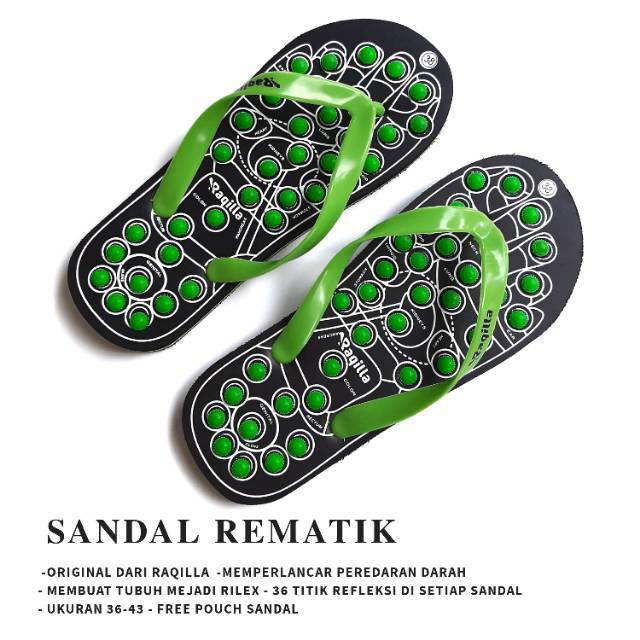 Sandal refleksi kesehatan untuk rematik dan theraphy pijat akupuntur merk RAQILLA