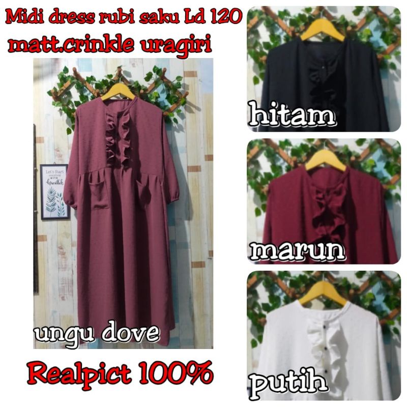 LD 120 MIDI DRESS CRINKLE AIRFLOW URAGIRI/MIDI DRESS RUBIAH CRINKLE URAGIRI/DRESS RUBI/GAMIS BUSUI/D