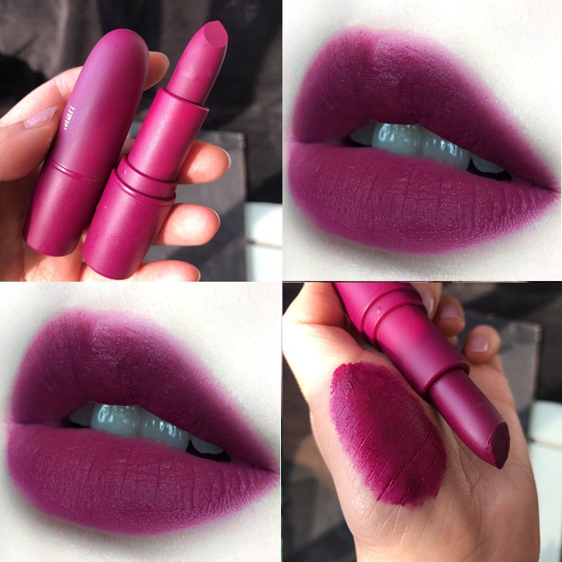 Knock Putih Saus Merah Ungu Matte Lipstik Plum Lipstik Mobil Merah Keunguan Temperamen Berwarna Mera