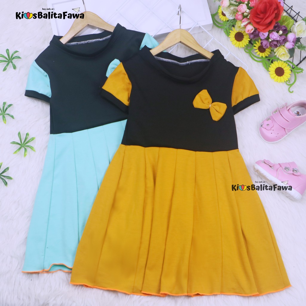 Dress Karin uk 4-5 Tahun / Baju Anak Perempuan Dres Lengan Murah Gaun Pesta Import Motif Grosir