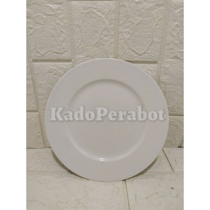 Piring keramik List polos - Piring Hotel Putih KHUSUS GOJEK GRAB