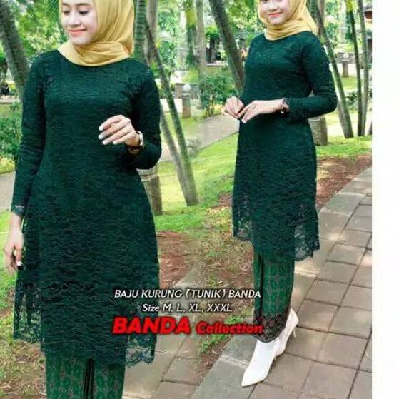 ☁ atasan kebaya brukat dres / brokat kurung /kebaya brokat /atasan kebaya /kebaya hijau botol/ kebay