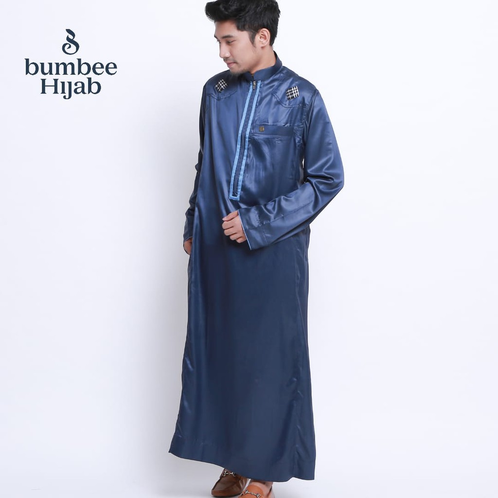 Azka Gamis Navy - Bumbee_hijab