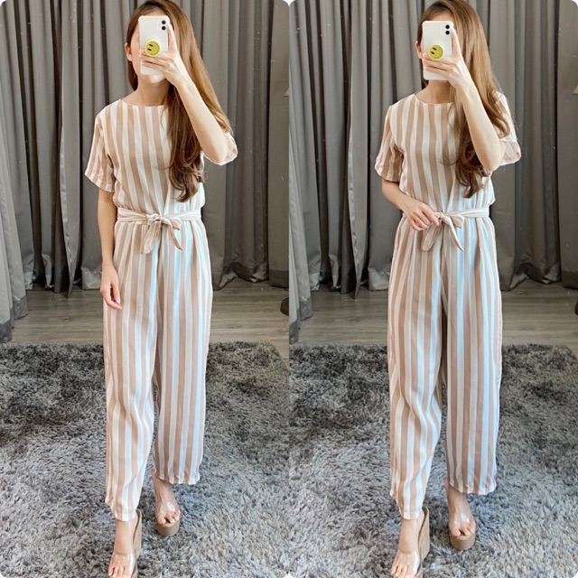 Jumpsuit wanita / jumpsuit salur / jumpsuit panjang / K 8503