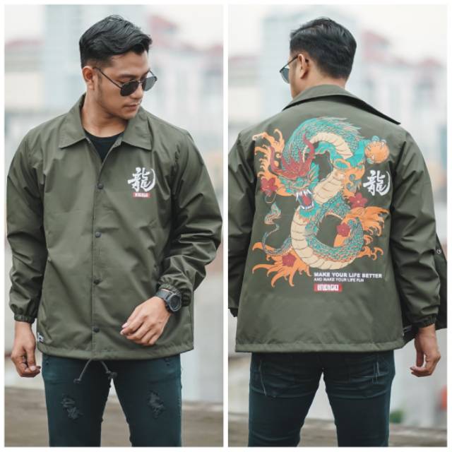 KMO JAKET COACH PRIA PREMIUM NAGA BARONG / JAKET PARASUT COAH PRIA