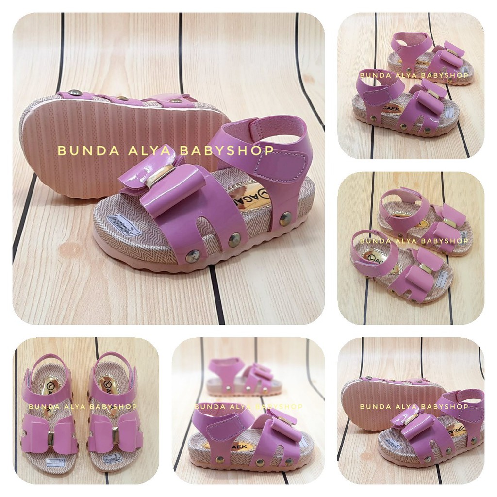 Sandal Anak Perempuan Tali Usia  7 Tahunan Size 33 Pita - Sendal Anak Anti Licin PINK Alas Karet