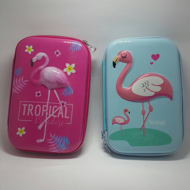 

Hard pencil case organizer flamingo