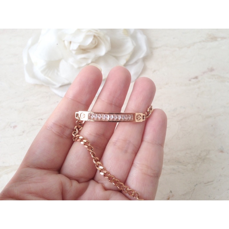 Gelang kristal putih titanium