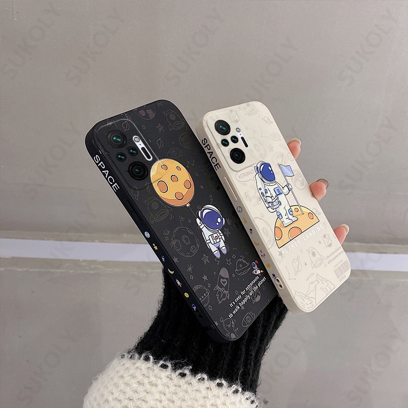 XIAOMI Case Bentuk Kotak Desain Balon Astronot NFC X3 Pro Poco M3 M2 Redmi Note 7 Pro Note 8 Pro Note 9 Pro Note 10 Pro Note 11 Pro Redmi 8 9 10 9A 9T 9T