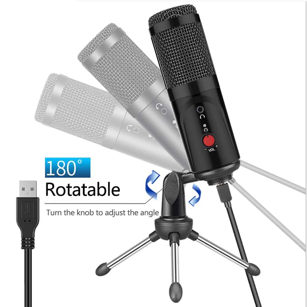 (BISA COD) RVOSTR YICHUANG Microphone Condenser USB DJ Live Recording with Stand MP1S10