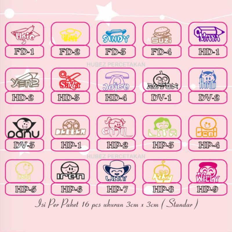 

sticker nama desain2 (cuttings sticker)