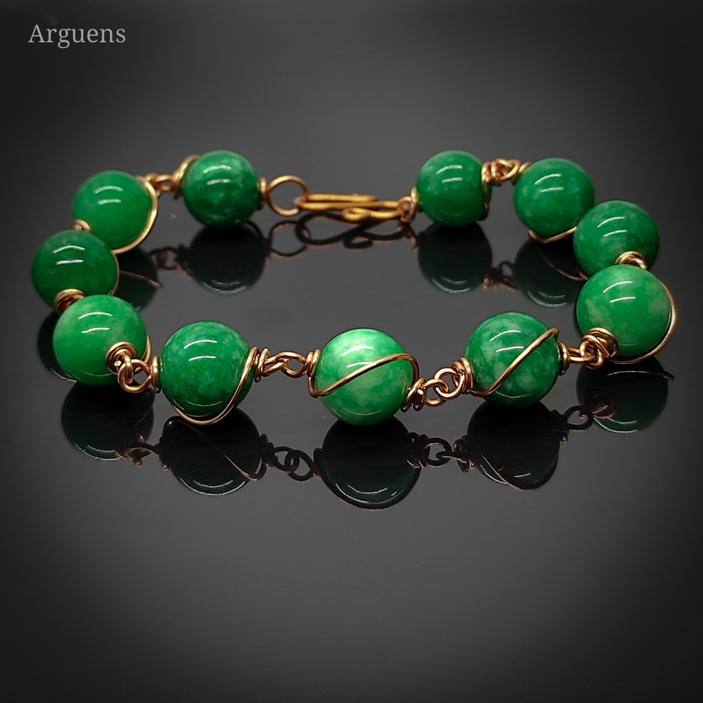 Arguens : Gelang Wanita Batu Giok Burma Lapis Emas Rose Gold-4
