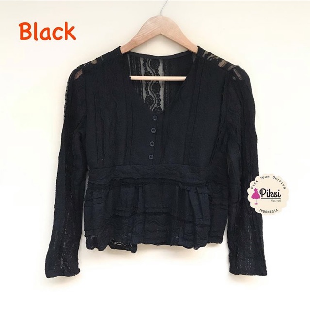 Baju brukat murah / blouse putih wanita / blouse hitam lucu / baju bangkok ready /blouse brokat 1927