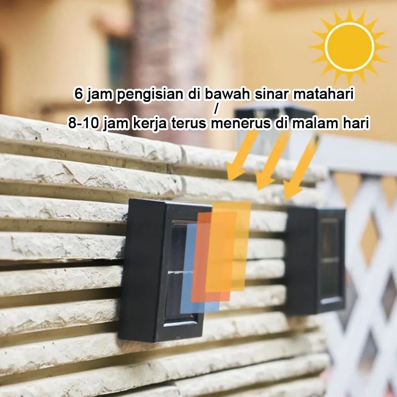 ANBOLT LAMPU TENAGA SURYA Lampu Solar Outdoor Minimalis Led Wall Ligh 2 LED Lampu kuning terpasang di pagar untuk menambah keindahan