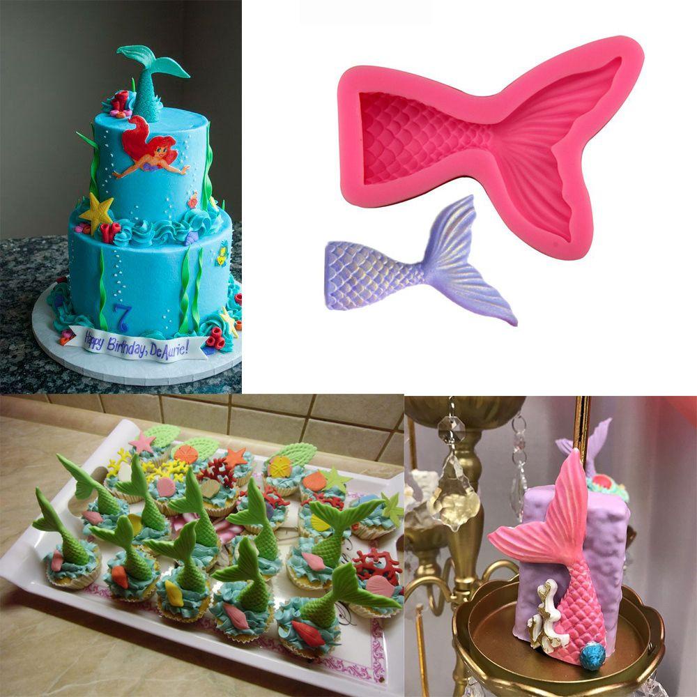 Solighter Mermaid Cetakan Silikon DIY Coklat Membuat Kue Kering Fondant Permen Clay Sugar Craft Baking Tool