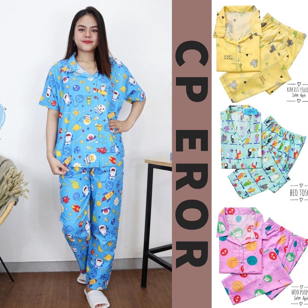 IZANY Piyama Dewasa CP size EROR saten apple