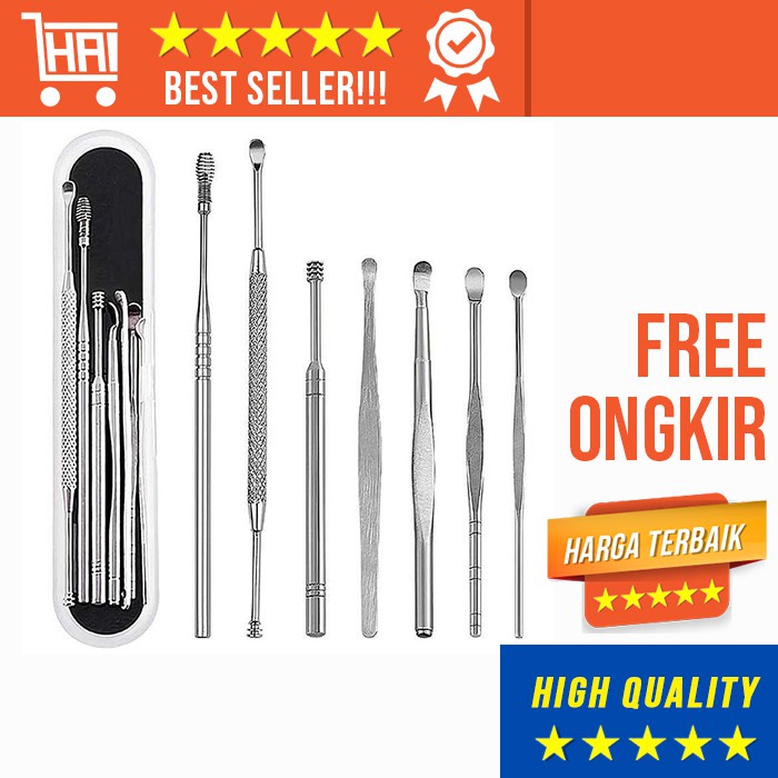 KOREK KUPING BESI SET ISI 7 PCS KOREKAN KUPING KOREKAN TELINGA BESI LENGKAP BESI TEBAL BERKUALITAS P