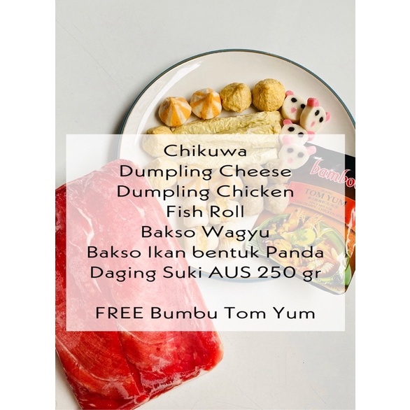 Paket Shabu Suki Grill Kuah Daging AUS 250gr Bakso Wagyu Dumpling Tom Yum Hot Promo Ready Bandung