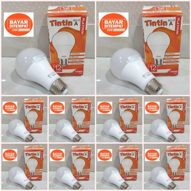 Led Tintin Platinum 12 watt ( Paket Grosir 10 pcs ) Lampu Led bulb/ bulat