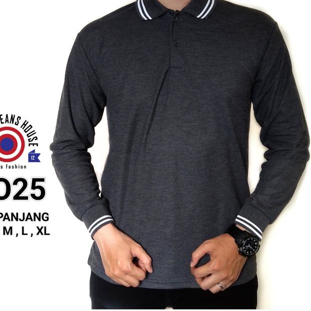 ℗ KAOS POLO LENGAN PANJANG PRIA . BAJU KERAH . POLO SHIRT PANJANG COWOK - Putih Panjang, M ☊