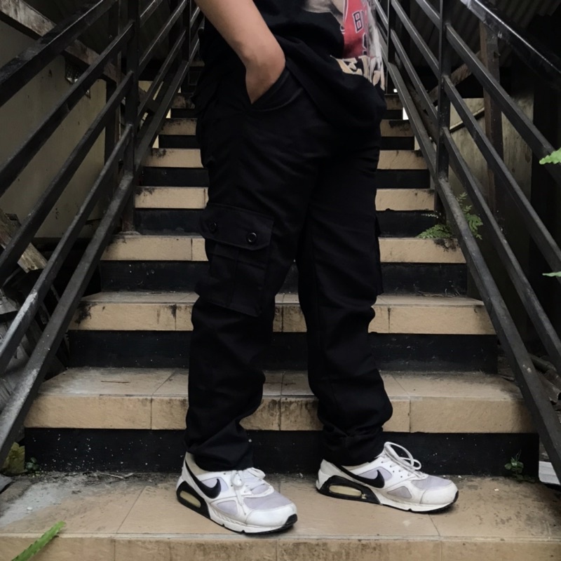 CELANA PANJANG CARGO KEMPOL WARNA HITAM/ CARGO PANTS/ TACTICAL PANTS READY BIG SIZE