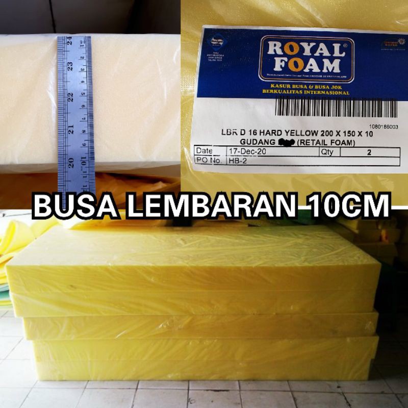 Jual Busa Kasur Royal Foam Lembaran Tebal 10cm 200x150cm Spon Sponge Sofa Jok Kursi Murahyellow