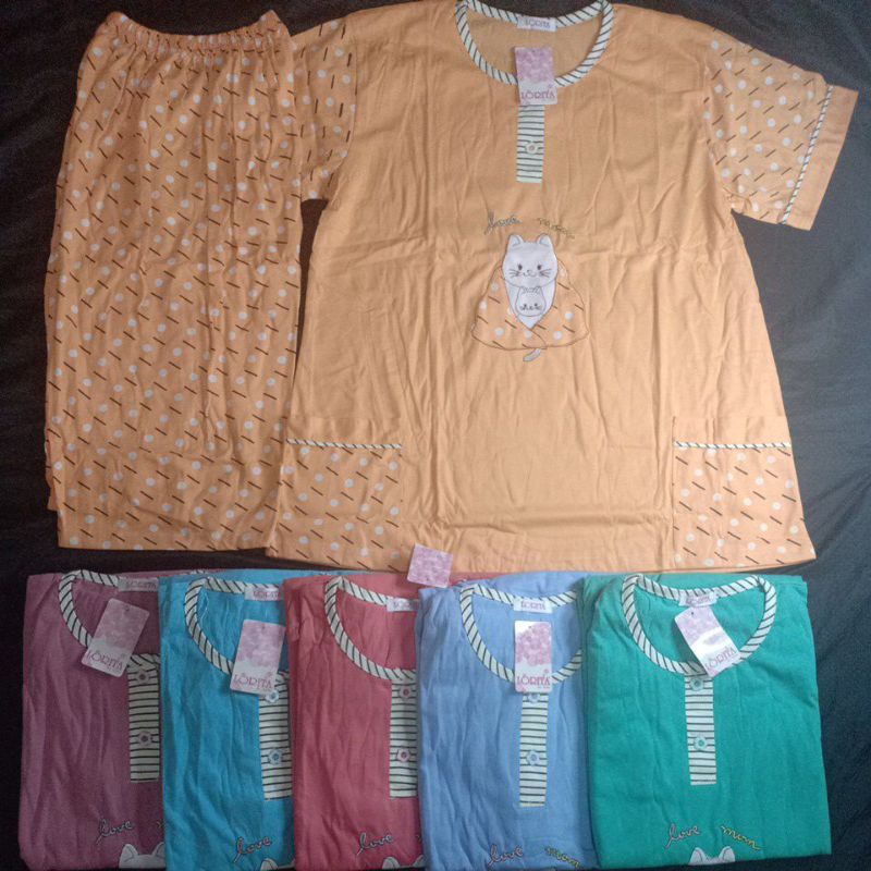 flo_style-baju tidur 3/4 jumbo kaos tebal lorita tinny by Sofie termurah/terlaris(Etalase2geser☝️-3