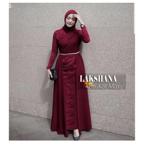 TERLARIS Ashanty Gown baju pesta Brokat Tabur mutiara velvet