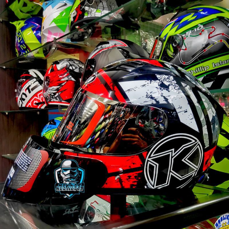 Kaca helm full face flat visor iridium buat helm  kyt rc-7/kyt r10/k2r/mds viktori