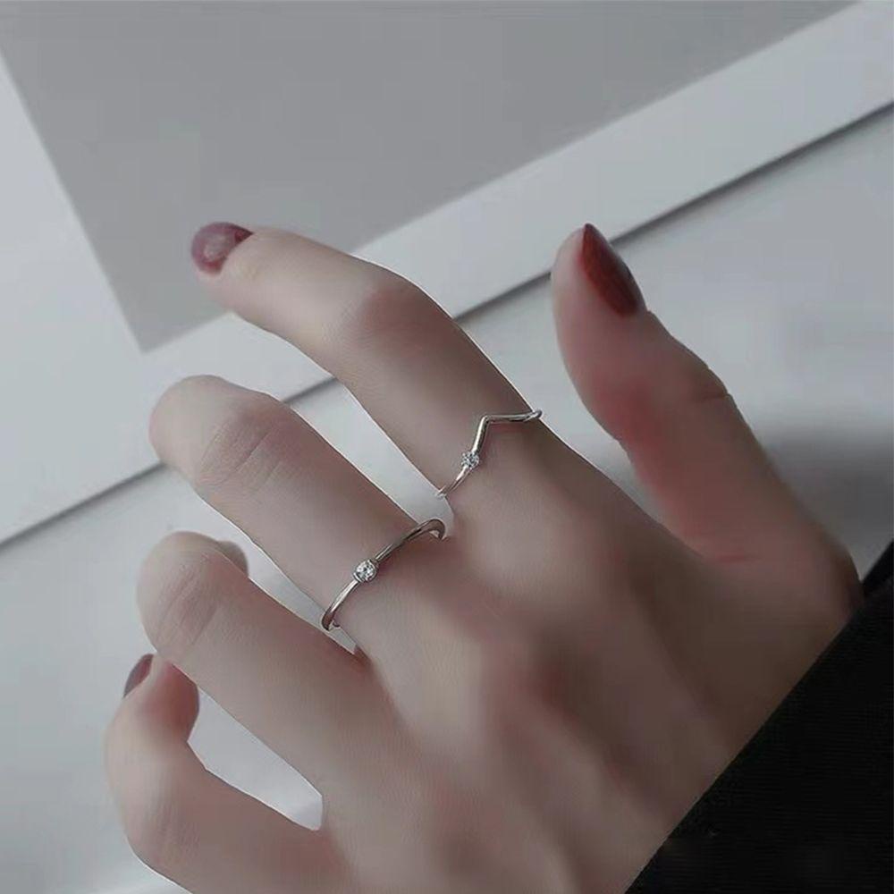 Needway V Berbentuk Cincin Keren Dapat Disesuaikan Gadis Hadiah Perhiasan Aksesoris Gaya Korea Cincin Manis Jari Gesper