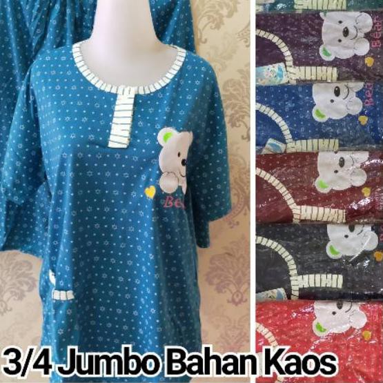 Trend Kekinian - BABYDOLL 3/4 JUMBO BAHAN KAOS / BAJU TIDUR SETELAN CELANA PENDEK LENGAN PENDEK MURA