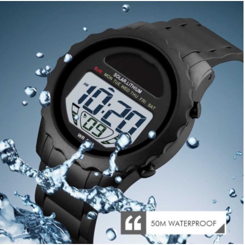 JAM TANGAN SKMEI 1585 ORIGUNAL RUBBER , SOLAR POWER, WATER RESISTANT 50 ATM/ Jam Tangan Pria SKMEI 1
