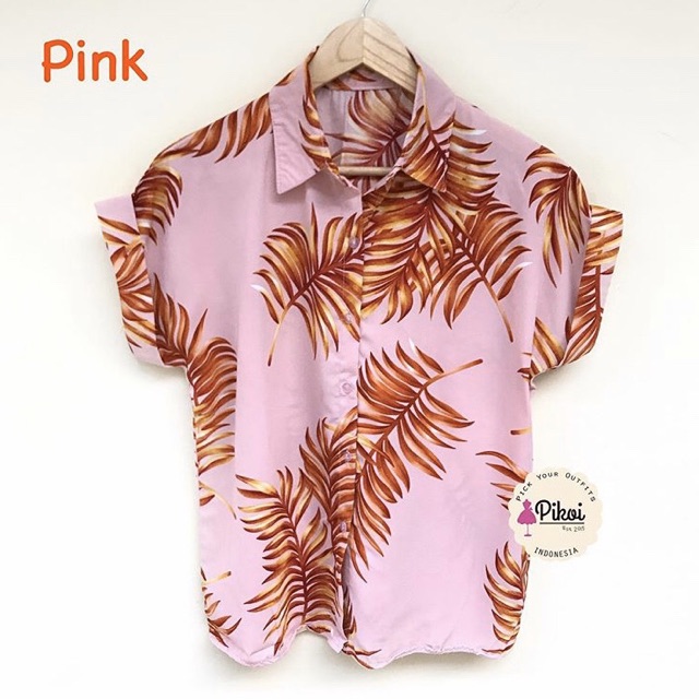 Kemeja lengan pendek motif bunga / kemeja hawaii murah / kemeja summer lucu / kemeja satin cewe 2206