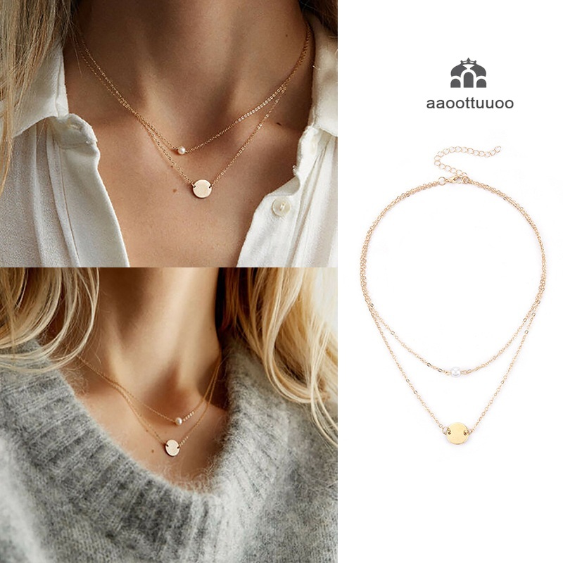 Simple Fashion Female Clavicle Pendant Peal Multi-Layer Clavicle Neck Chain Necklace