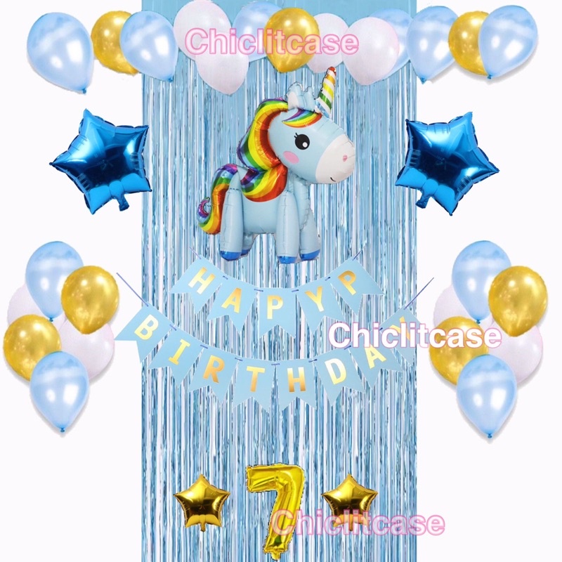 Paket dekorasi balon ulang tahun anak tirai unicorn/balon curtain