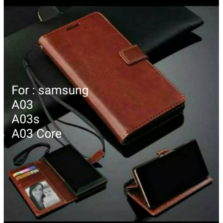 Sarung dompet Samsung Galaxy A03 A03s A03core S Core Leather Case Flip Cover Casing Kulit Buku Book Folio Diary